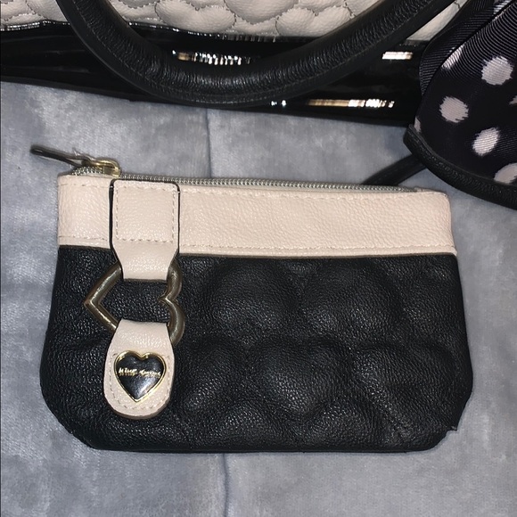 Betsey Johnson Cream and Black Quilted Satchel and wallet - Picture 13 of 16